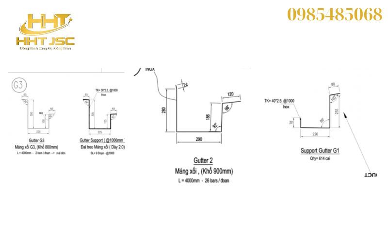 Kích thước máng xối